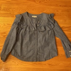 Chambray Madewell blouse with ruffle